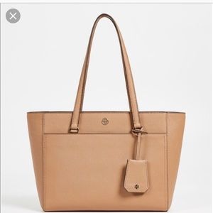 Tory Burch Small Robison Tote (Caramel).